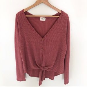 Sienna Sky Rose Pink Top Button Up Tie Front